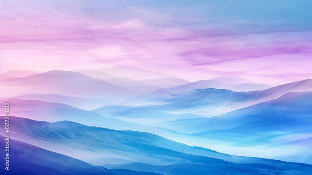 Serene Pastel Landscape with Gradient Shades of Purple and Blue Serene Pastel Landscape with Gradient Shades of Purple and Blue