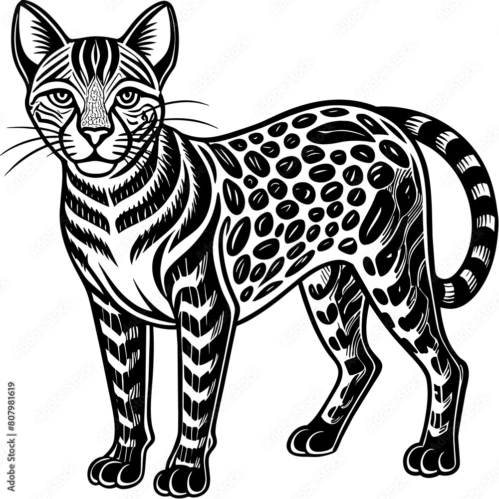 Stunning African Wild Cat Vector: Realistic Illustration. Stunning African Wild Cat Vector: Realistic Illustration.