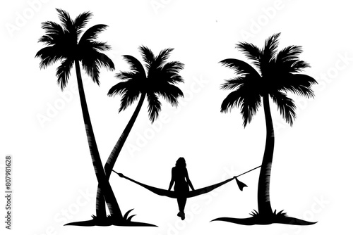 palm tree with hammock
