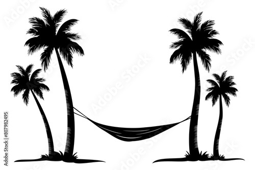 palm tree with hammock