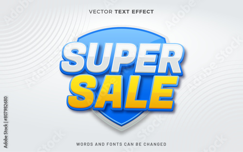 Super sale vector text effect with gradient sale background