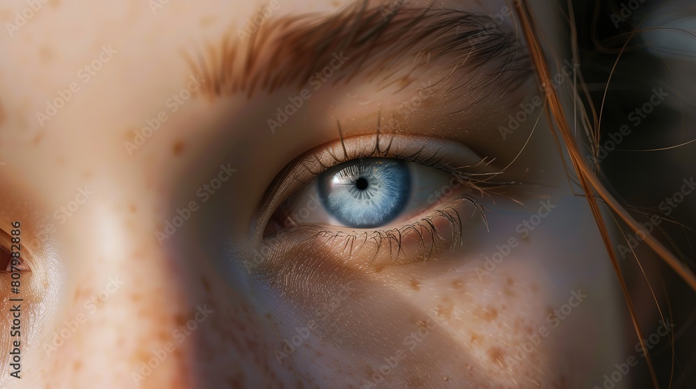 Close-up photo of female blue eyed