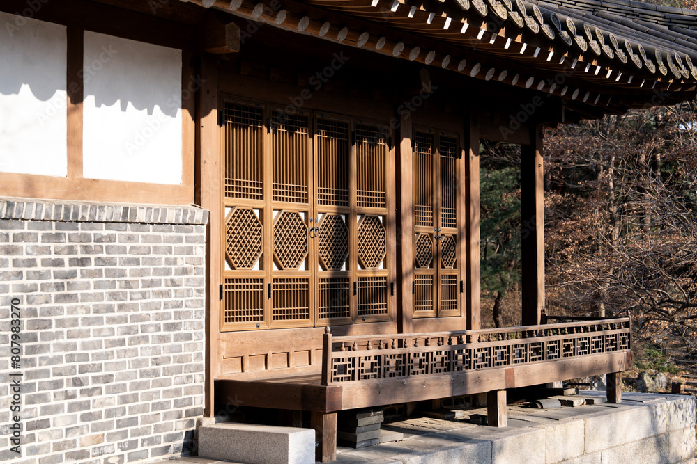 The exterior of the traditional Korean building The exterior of the traditional Korean building