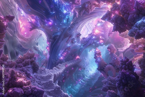 Ethereal 3D wallpaper featuring vibrant futuretech aesthetics, an explosion of color in a fantasy setting photo