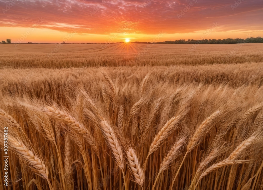 Obraz premium wheat field at sunset