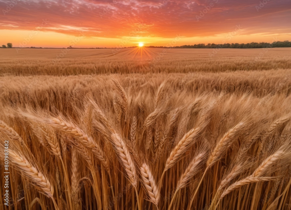 wheat field at sunset