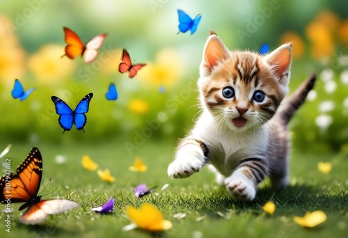 3D model playful scene of kittens chasing colorful (6)
