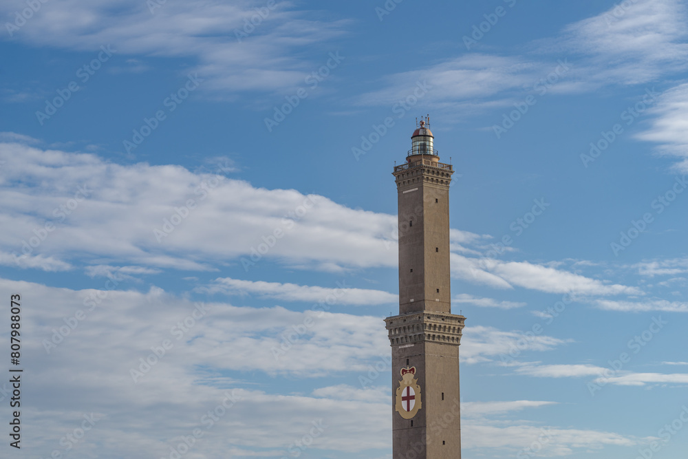 The old Lighthouse of Genoa, 16th century, simply called Lanterna, Italy