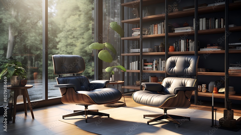 A sleek swivel chair in a home office, providing flexibility and comfort for productive work sessions