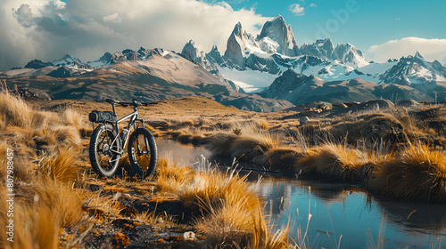Biking through the Patagonian Wilderness: A Photo Realistic Journey through Glaciers, Mountains, and Unspoiled Nature photo