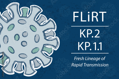 FLiRT (Fresh Lineage of Rapid Transmission) is a group of COVID-19 variants characterized by mutations (F456L, R346T) that increase transmissibility and potential immune evasion. White text on blue.