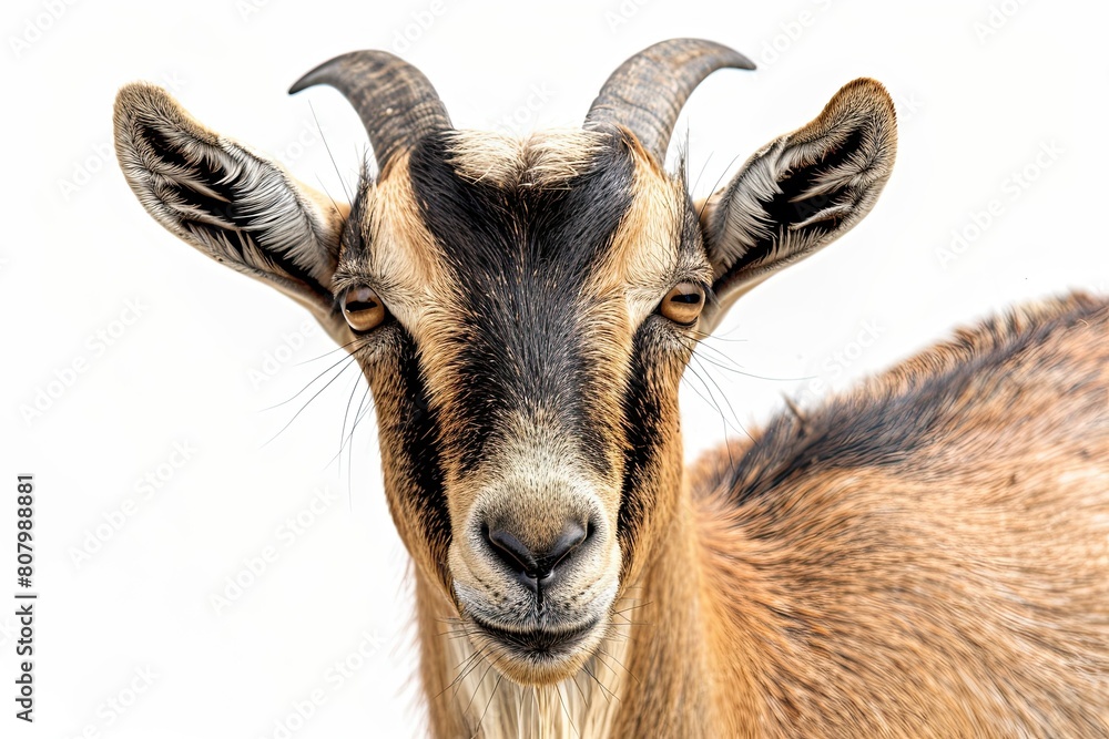 close up adult goat on a white background close up adult goat on a white background