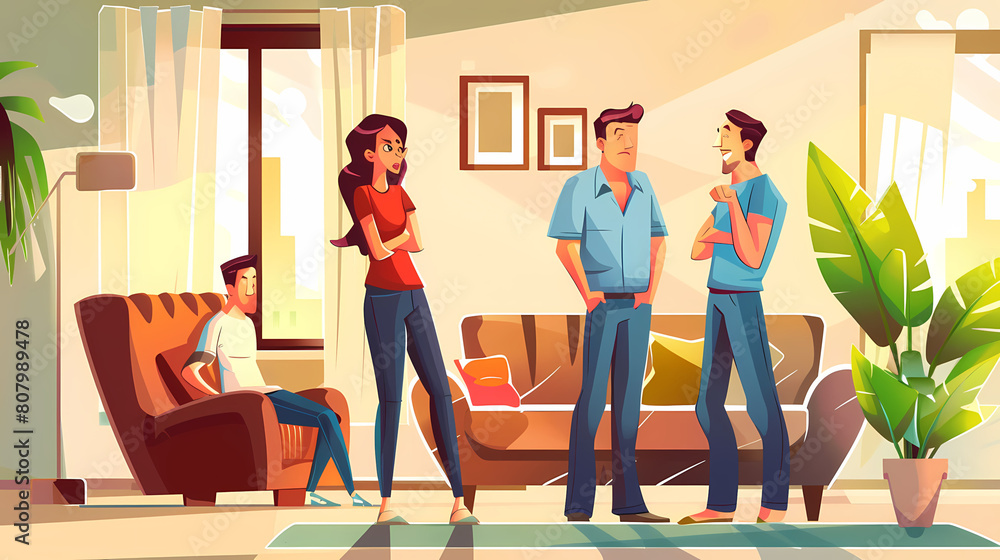 Family during a quarrel at home with parents swearing vector illustration Family during a quarrel at home with parents swearing vector illustration