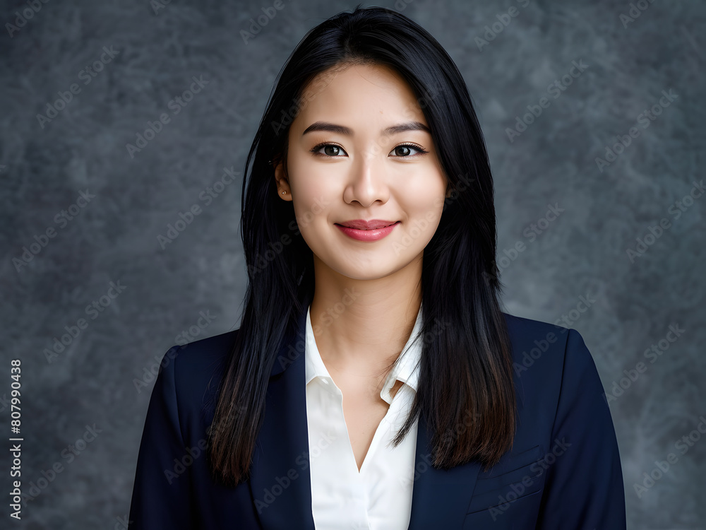 A woman in a business suit is smiling for the camera A woman in a business suit is smiling for the camera