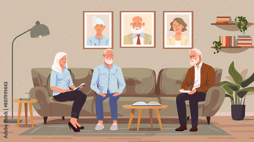 Vector illustration of family and psychologist Vector illustration of family and psychologist