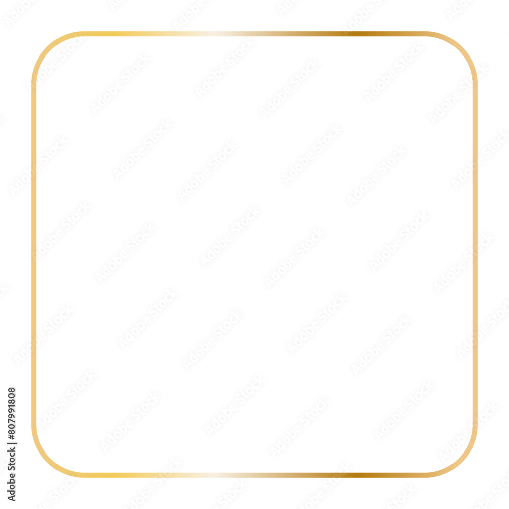 Golden square frame with rounded corners. Vector outline thin aesthetic geometric shine border for invitations design Golden square frame with rounded corners. Vector outline thin aesthetic geometric shine border for invitations design