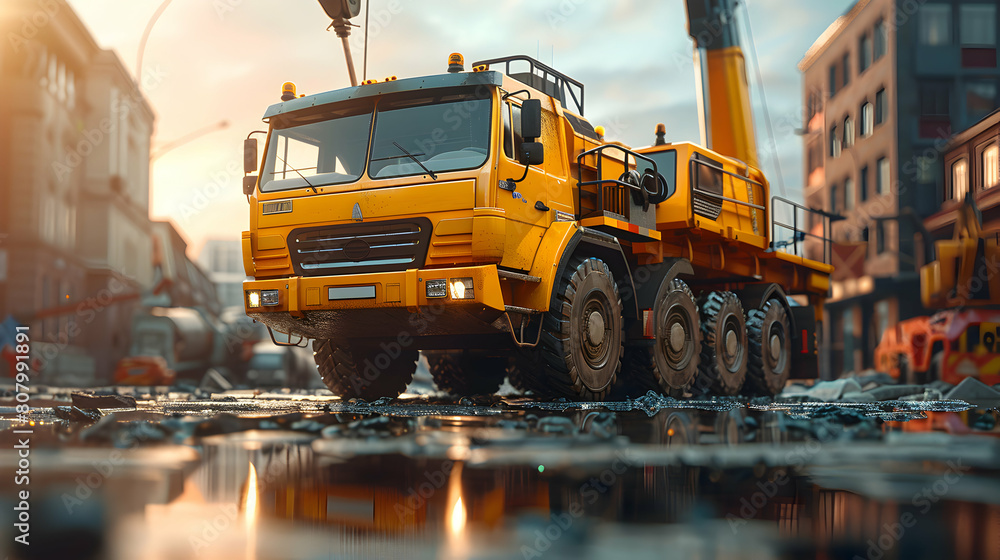 Exemplifying Efficient Construction: Photo Realistic Crane Operator Moving Materials Demonstrates Importance of Heavy Equipment in Development and Planning Exemplifying Efficient Construction: Photo Realistic Crane Operator Moving Materials Demonstrates Importance of Heavy Equipment in Development and Planning