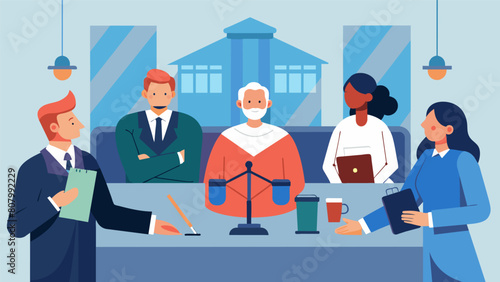 A courtroom scene shows lawyers and judges deliberating over a landmark case involving the legality of ketamine therapy and its potential risks and.