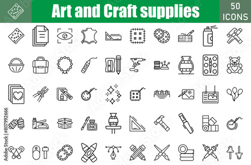 Art And Craft icon set. Containing eye, scissor, pencil, rular,pin and more. Vector web icons collection