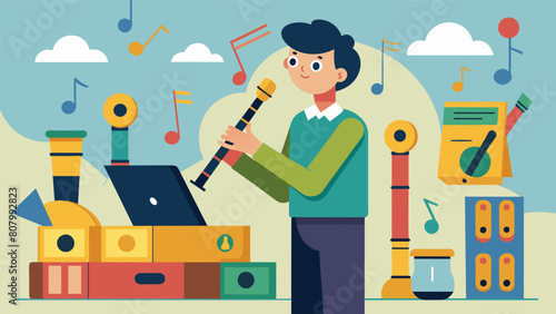 After searching high and low for affordable musical instruments a teacher finally found their match at a thrift store a set of gently used recorders. Vector illustration