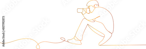Photographer with camera. World photography day concept.