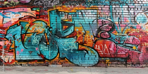 graffiti wall at street side, foot path with grungy rebel artwork, Generative Ai © QuietWord