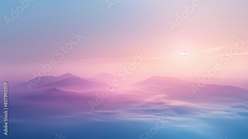 A beautiful sunset with a pink and blue sky and a calm ocean