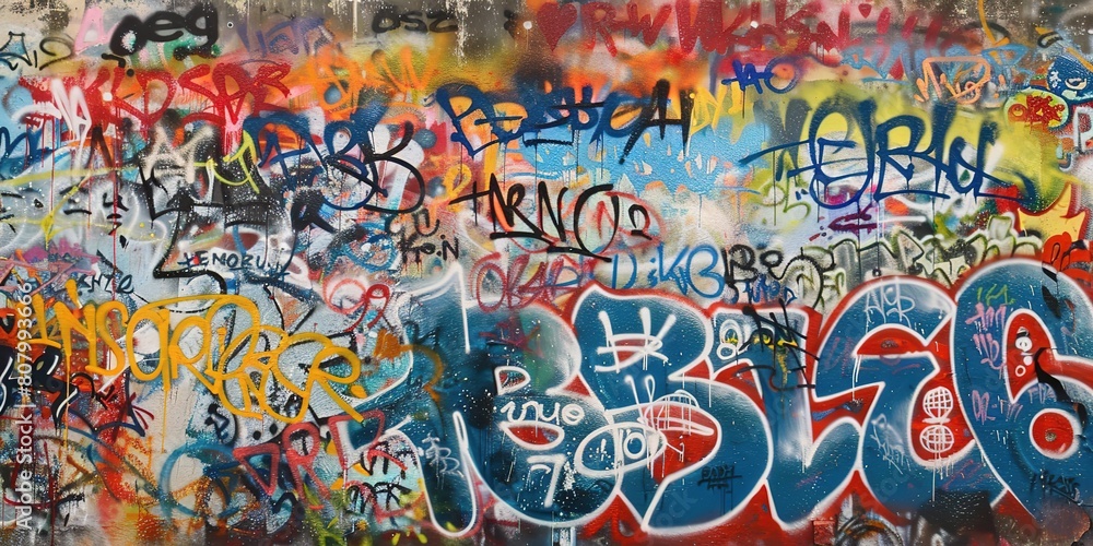 Fototapeta premium grungy artistic messy graffiti wall abstract background, Generative Ai