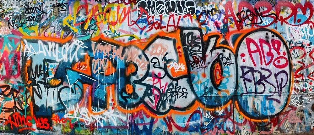 Obraz premium grungy artistic messy graffiti wall abstract background, Generative Ai