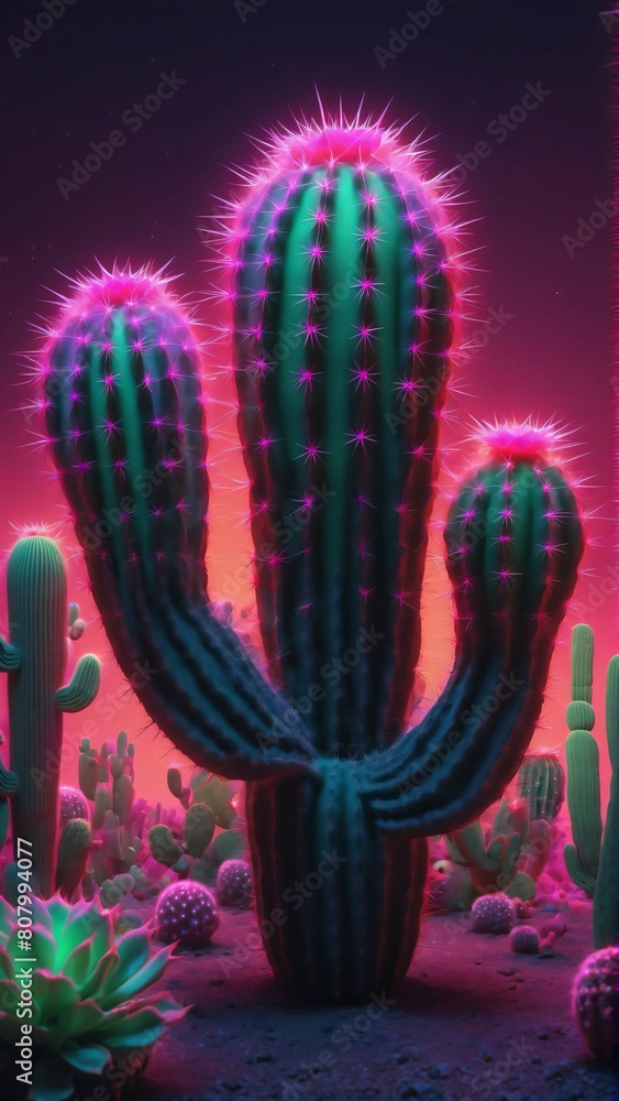 Cinco De Mayo Mexican Holiday, Neon cactus background Cinco De Mayo Mexican Holiday, Neon cactus background