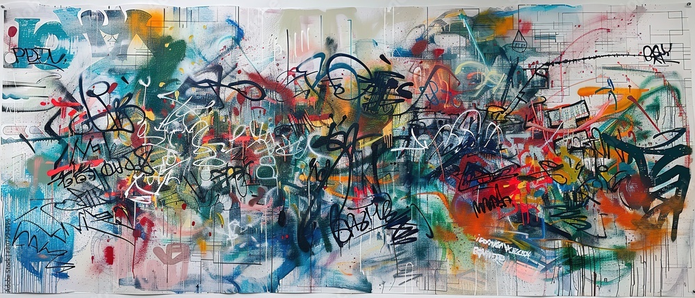 grungy artistic messy graffiti wall abstract background, Generative Ai grungy artistic messy graffiti wall abstract background, Generative Ai