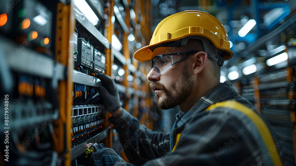 Electrical Engineer Testing Battery Backup Systems for Power Continuity During Grid Disruptions - Photo Realistic Concept Electrical Engineer Testing Battery Backup Systems for Power Continuity During Grid Disruptions - Photo Realistic Concept