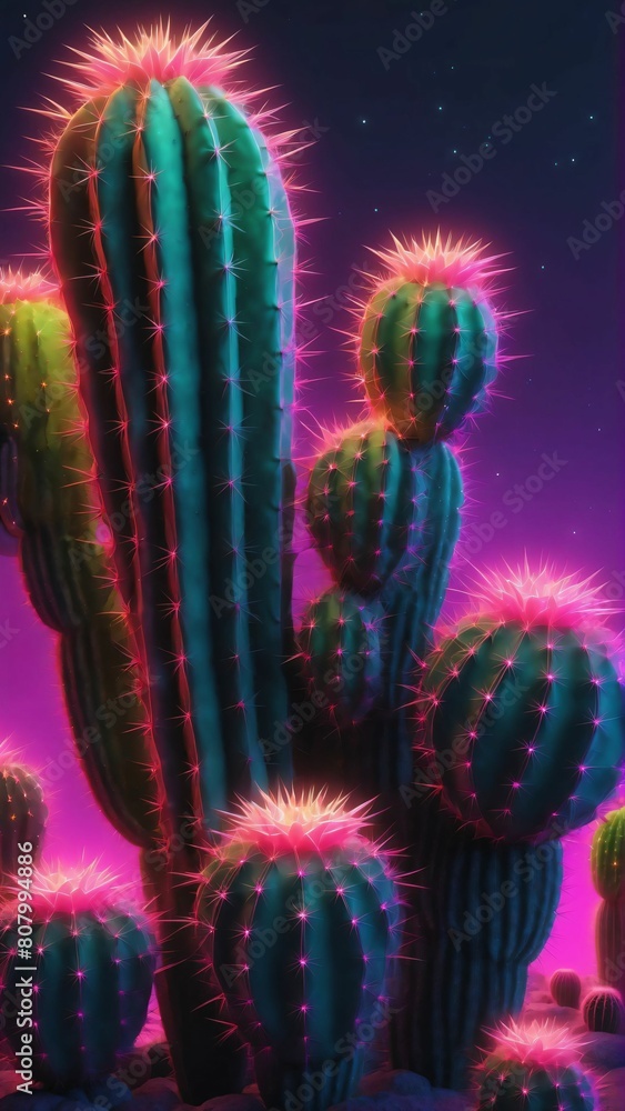Cinco De Mayo Mexican Holiday, Neon cactus background Cinco De Mayo Mexican Holiday, Neon cactus background