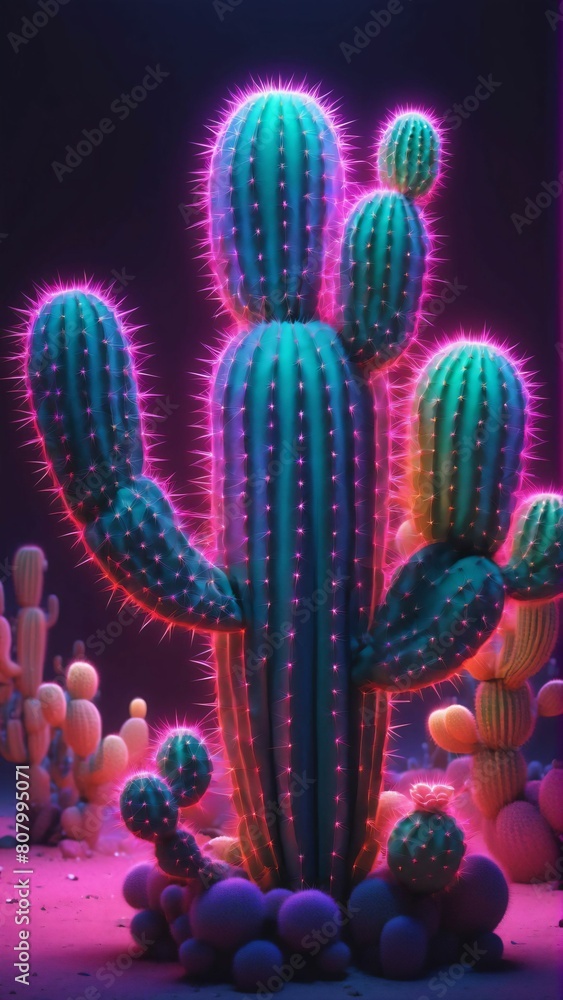Cinco De Mayo Neon Cactus Background Cinco De Mayo Neon Cactus Background