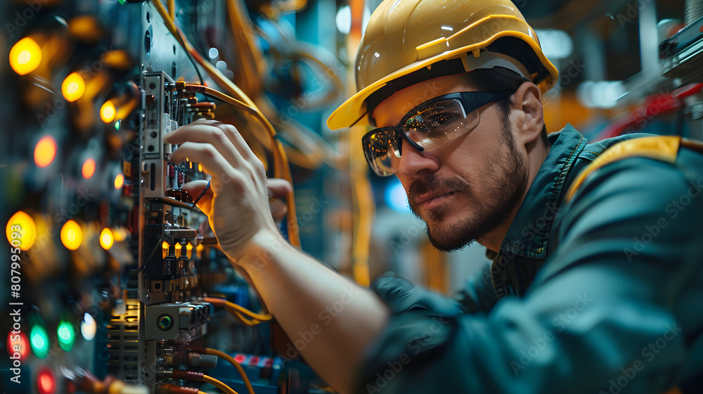 Electrical Engineer Testing Power Supply for Safety and Performance Standards - Realistic Photo Concept Electrical Engineer Testing Power Supply for Safety and Performance Standards - Realistic Photo Concept