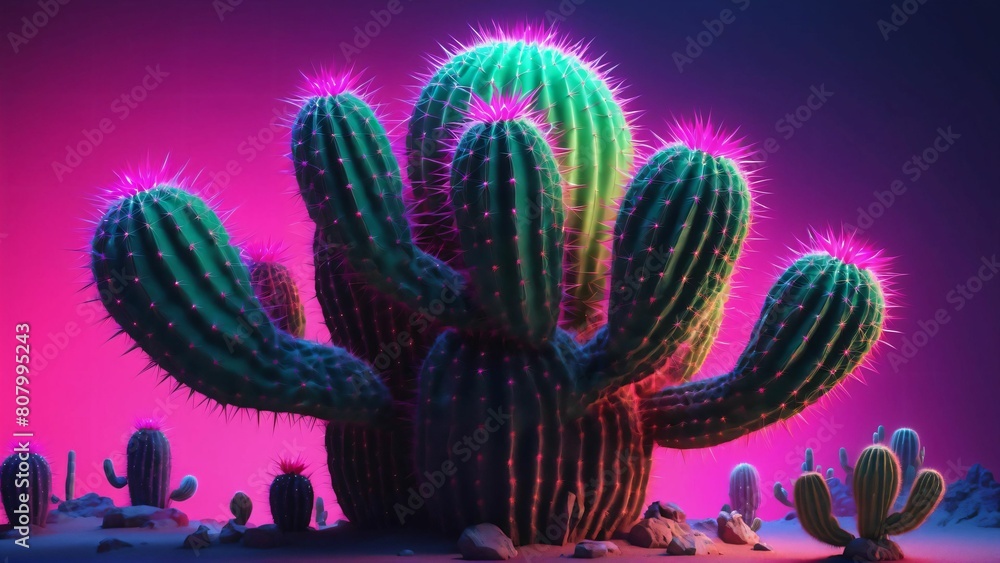 Cinco De Mayo Neon Cactus Background Cinco De Mayo Neon Cactus Background