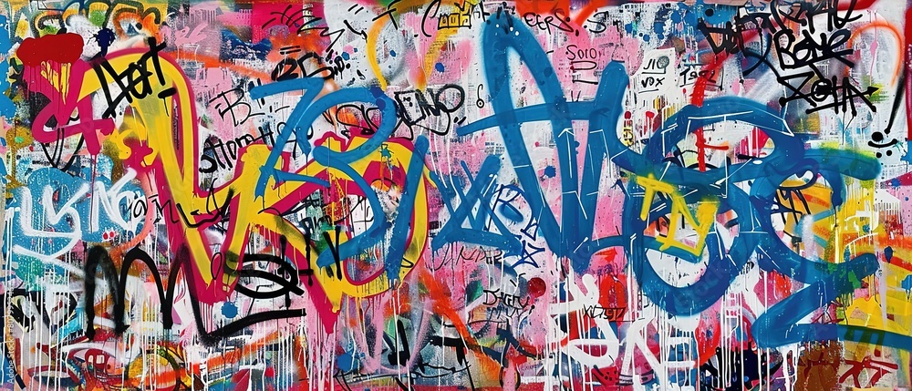 Obraz premium grungy artistic messy graffiti wall abstract background, Generative Ai