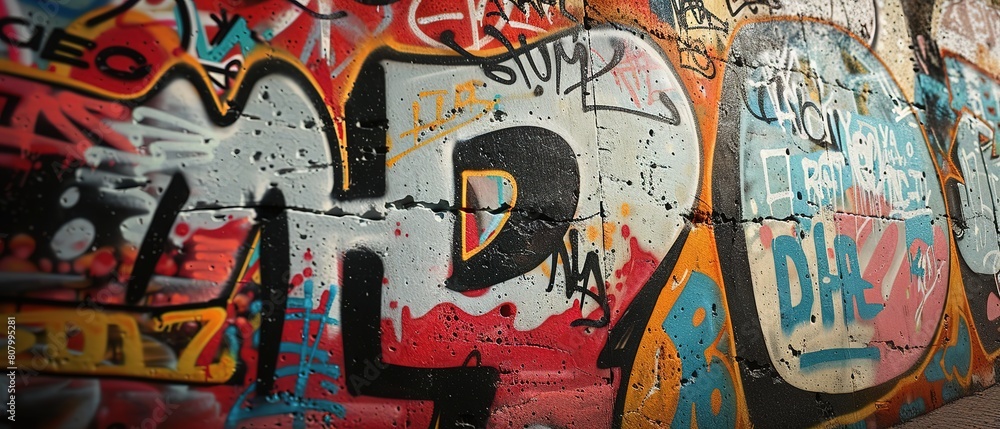 Fototapeta premium grungy artistic messy graffiti wall abstract background, Generative Ai