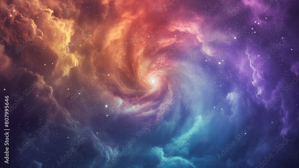 A starry sky with a bright orange cloud in the middle A starry sky with a bright orange cloud in the middle
