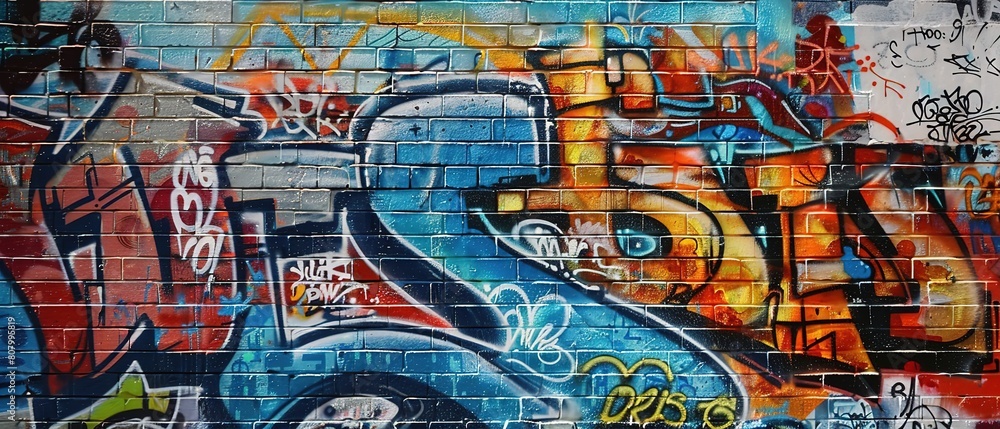 Fototapeta premium grungy artistic messy graffiti wall abstract background, Generative Ai