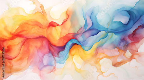 An abstract watercolor representation of the sound of laughter, in bright and uplifting colors photo