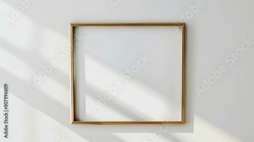 Retro gold frame mockup with thin border. Vintage elegance for picture or artwork display. AI generative technology. photo