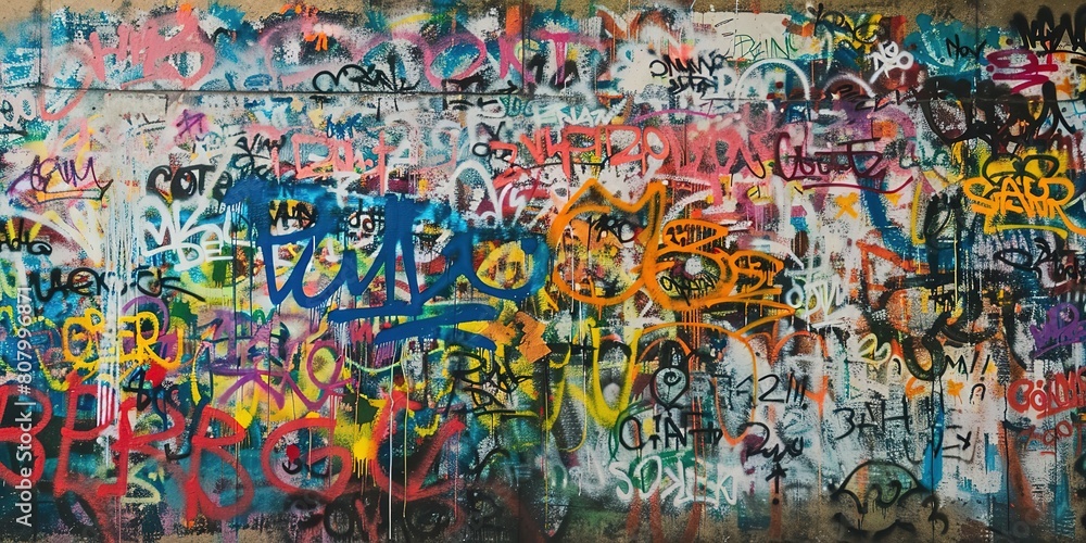 Obraz premium grungy artistic messy graffiti wall abstract background, Generative Ai