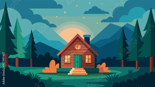 A cozy cabin in the woods serves as the backdrop for a guided imagery session with the patient being guided to visualize a warm comforting and safe.