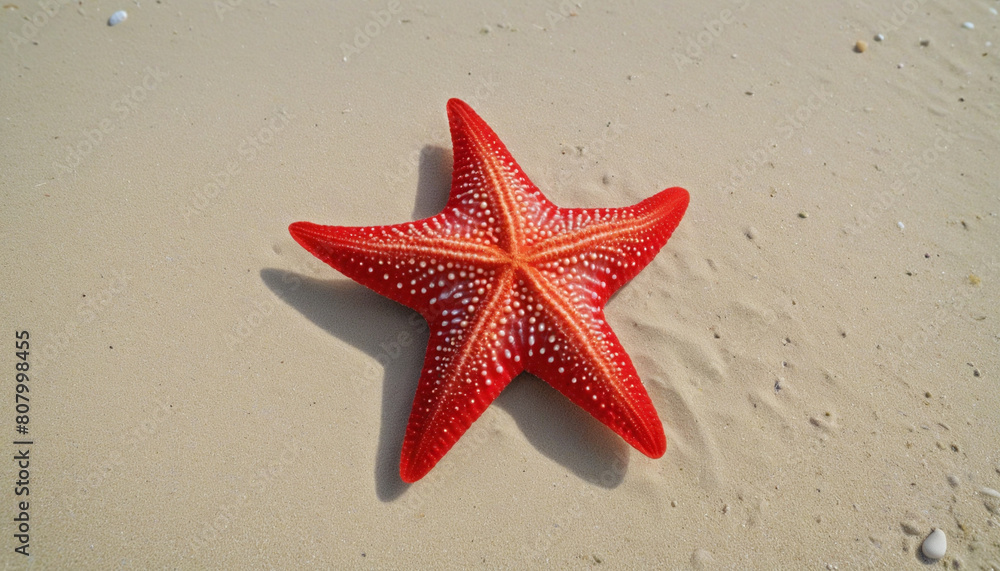 Exotic red starfish on a tropical beach with clear blue waters and white sand in the Bahamas Exotic red starfish on a tropical beach with clear blue waters and white sand in the Bahamas