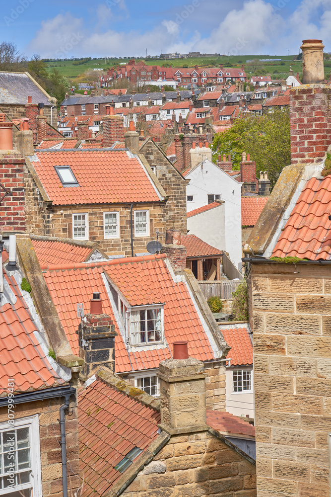 Rooftop view of Robin Hoods Bay, Yorkshire