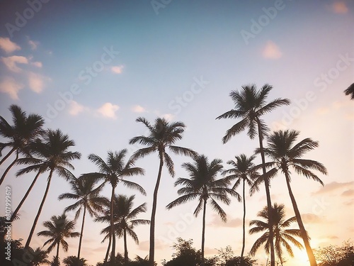 palm trees at sunset © birdmanphoto