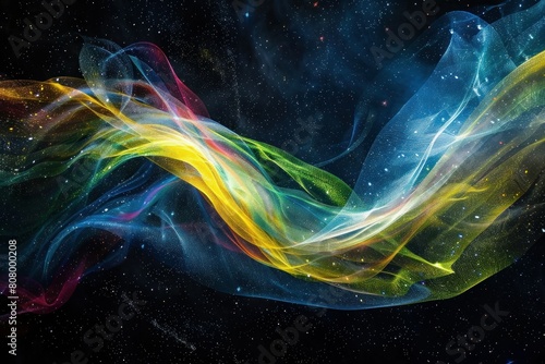 Twisting Ribbons of Color in Dark Space photo