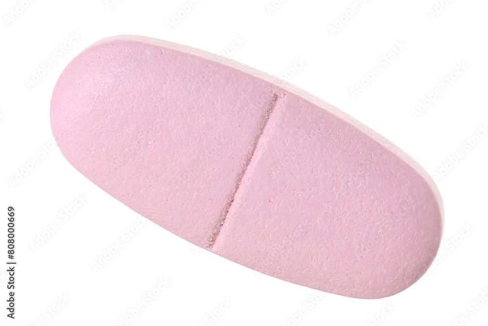 One vitamin pill isolated on white. Health supplement One vitamin pill isolated on white. Health supplement