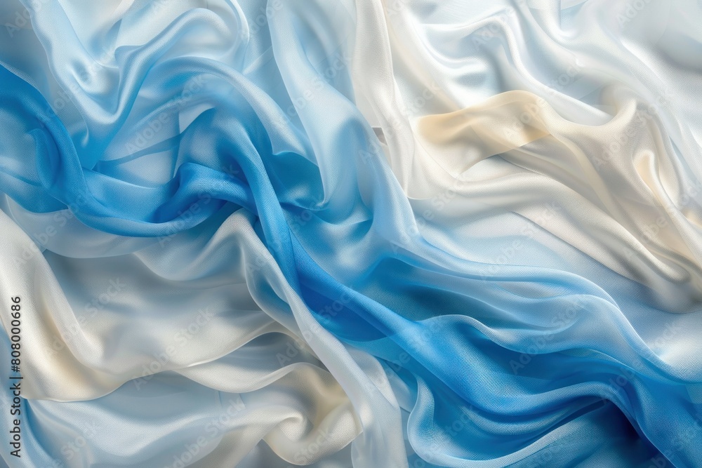 Cascading Blue and White Silk Sheets